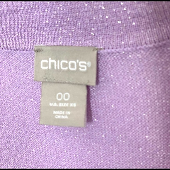 Chico’s Lilac Pastel Metallic 3/4 Sleeve Cardigan Sweater - Picture 3 of 11